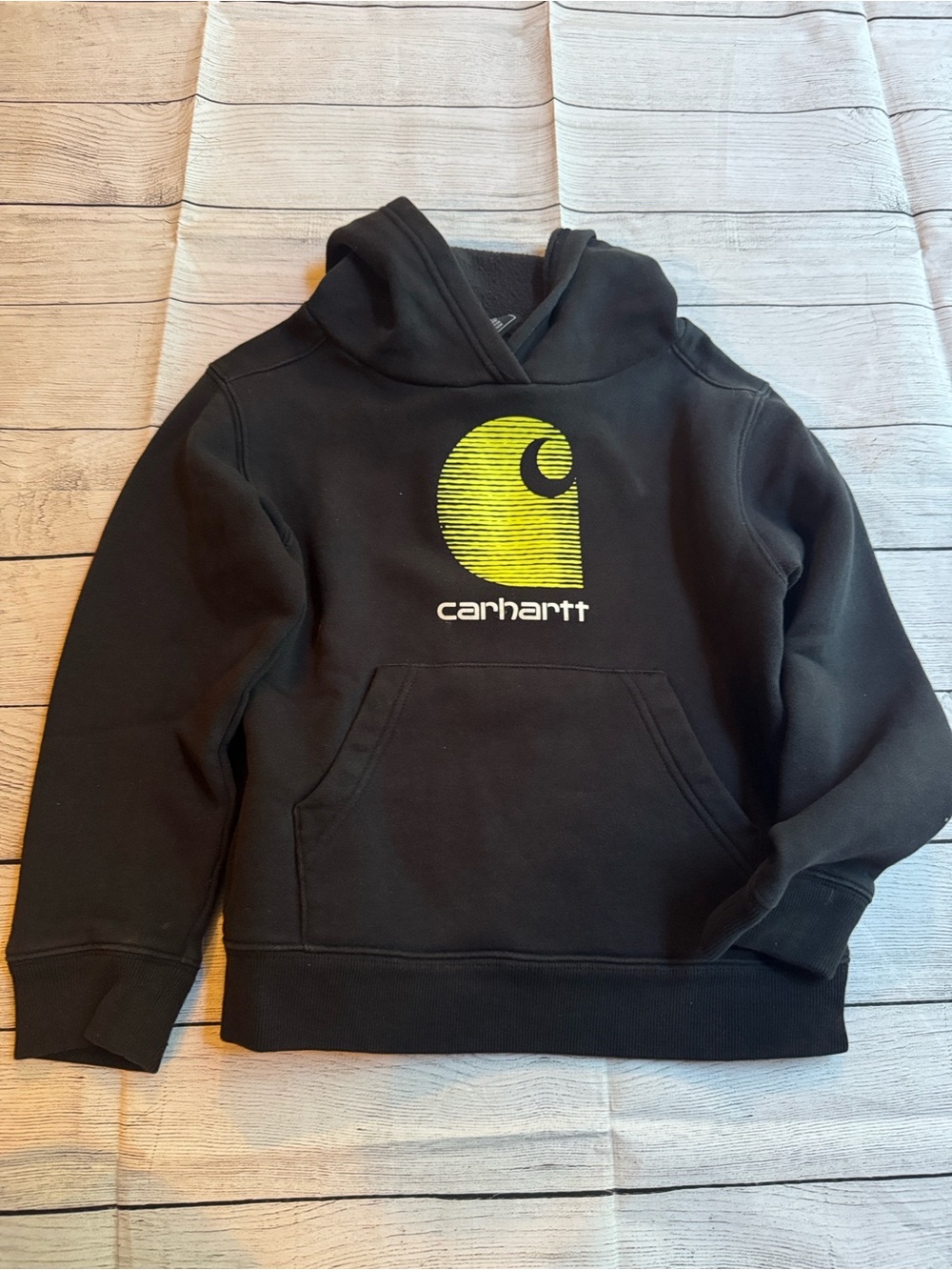 Carhartt Black Hoodie with Yellow Logo size 6